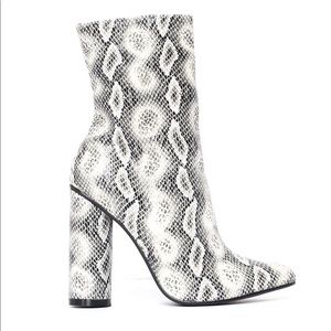 Snake print booties